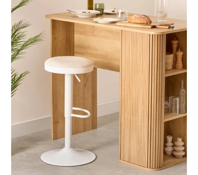 Tabouret De Bar Ilsa Ajustable Blanc Et Ivoire