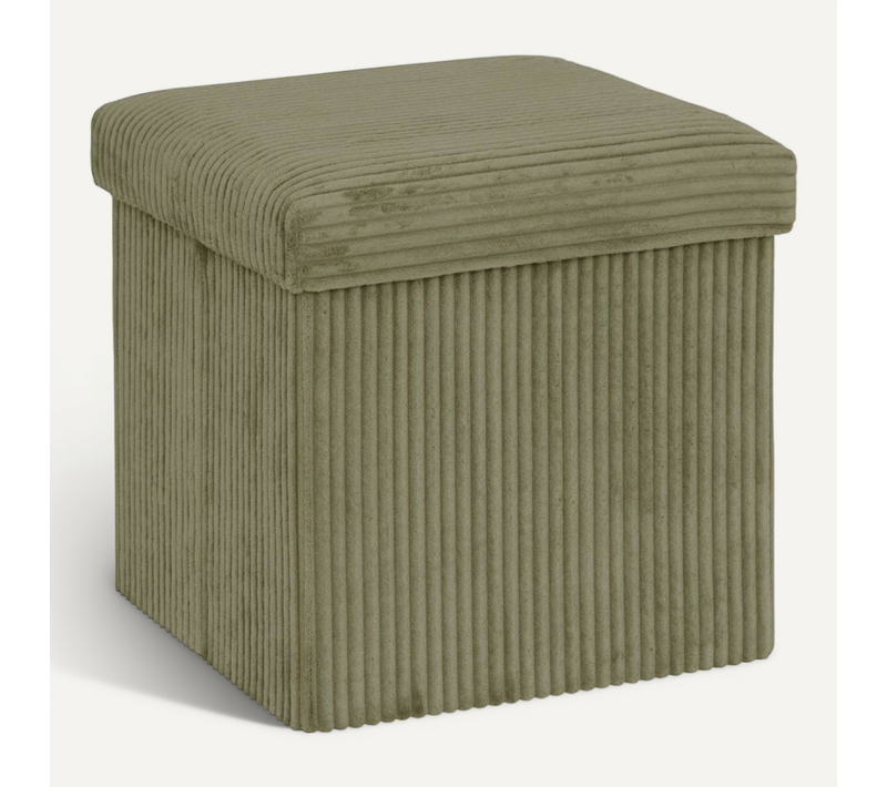 Pouf Pliant Arum Côtelé 38 X 38 Cm Kaki