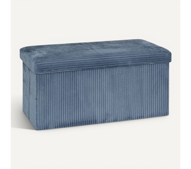 Pouf Pliant Double Arum Côtelé 76 X 38 Cm Bleu Encre