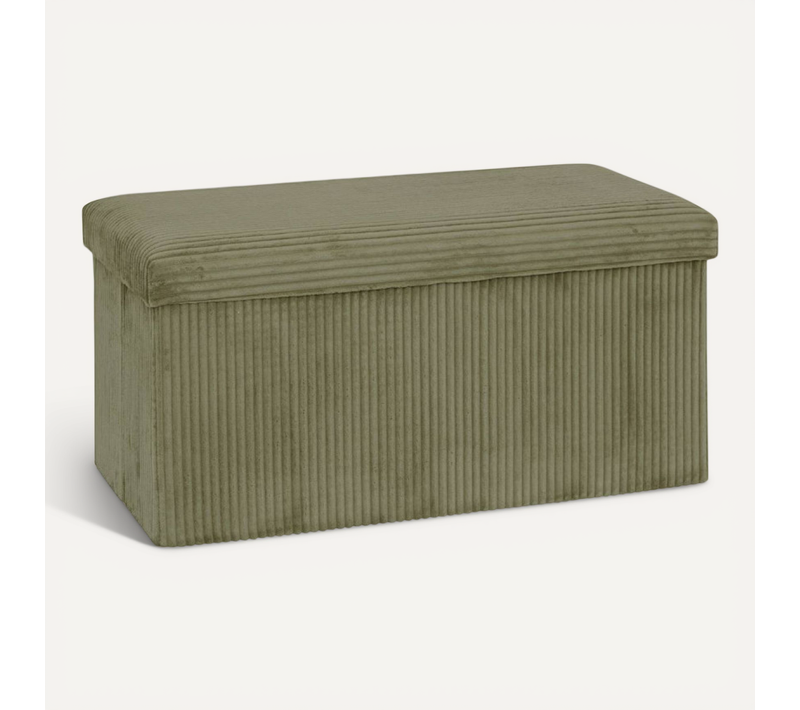 Pouf Pliant Double Arum Côtelé 76 X 38 Cm Kaki