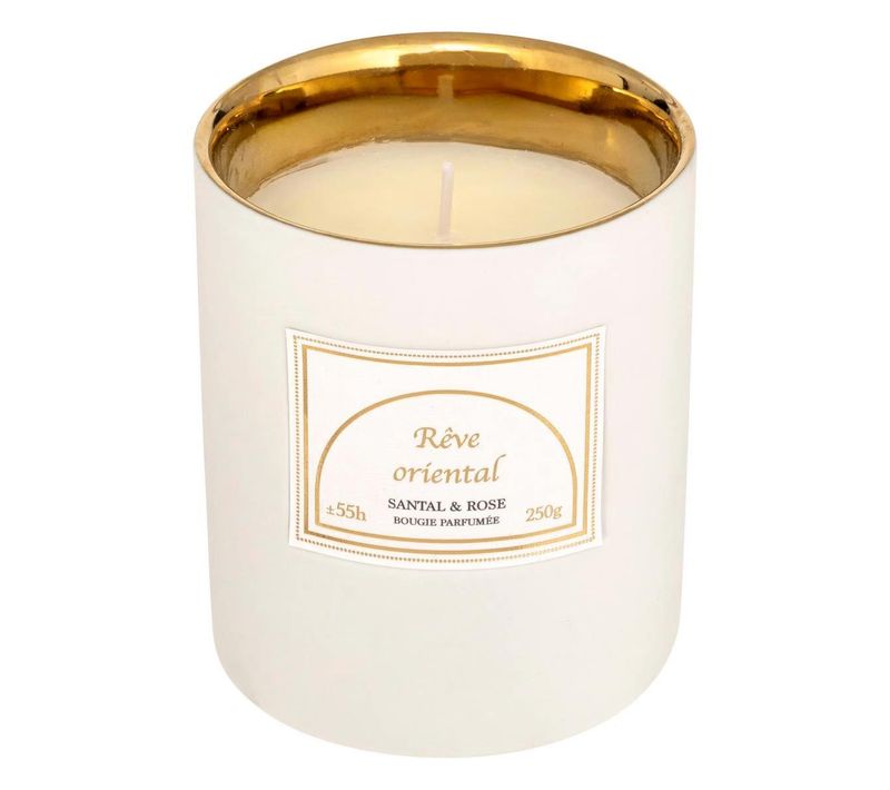 Bougie Parfumée En Céramique "lucia" 250g Santal et Rose