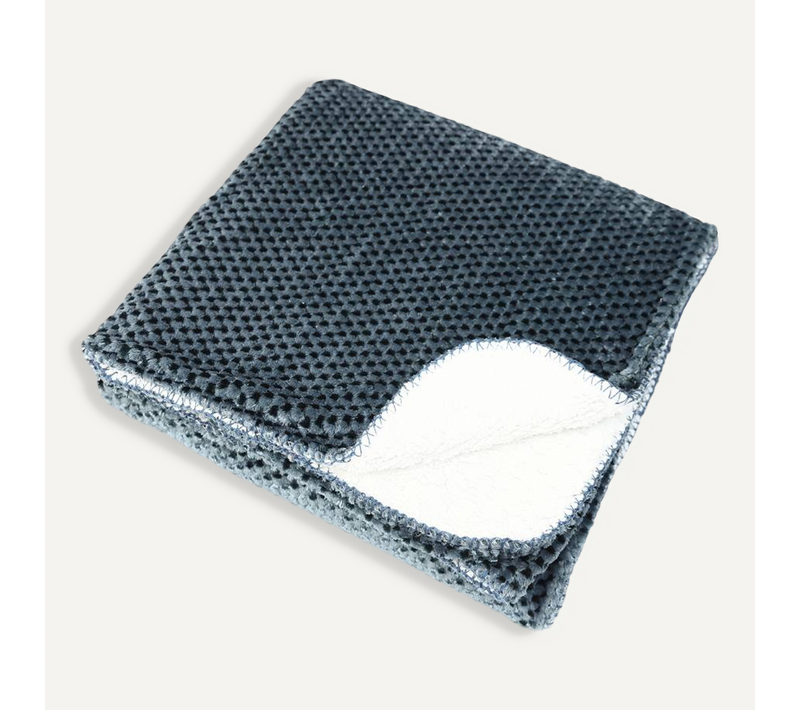 Plaid Flanelle Effet Sherpa Lyno Bleu 170x130cm