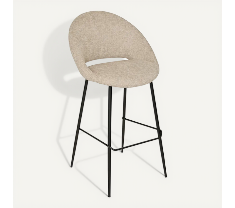 Tabouret De Bar Amago Haut Tissu Beige