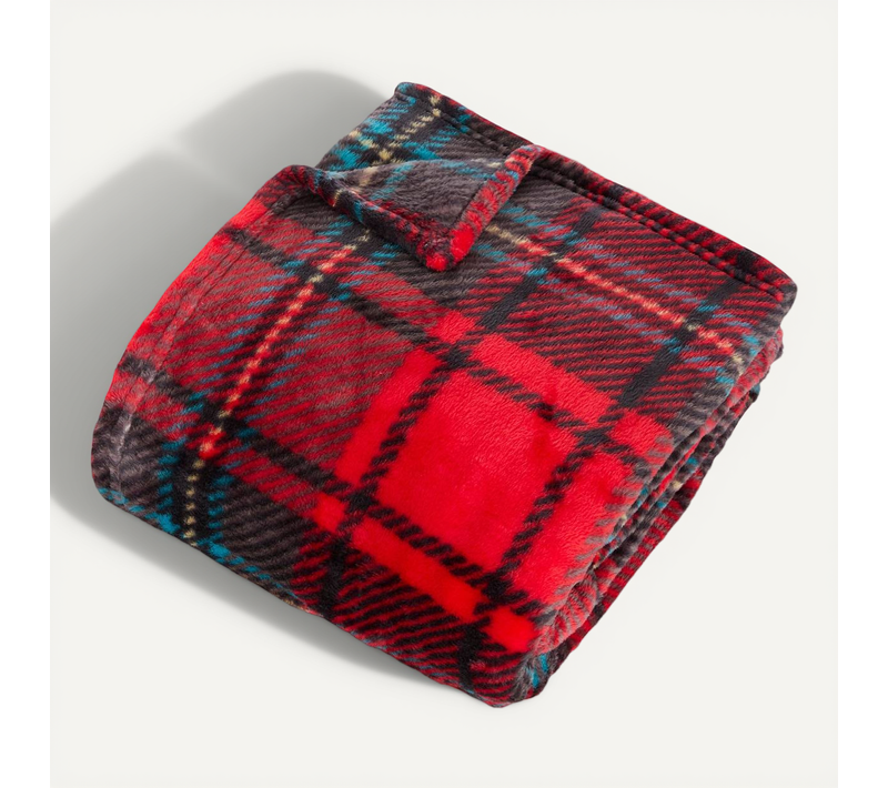 Plaid Flanelle Imprimé Brody Rouge 170x130cm