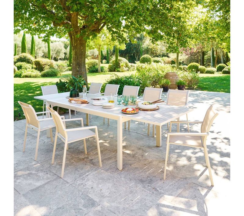 Table Extensible 12p Evasion Effet Bois Lin / Argile Hespéride