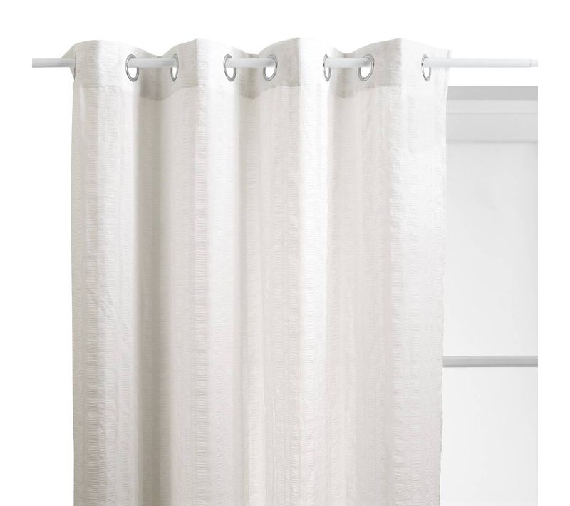 Voilage Noa Motif Rayures Plissées140x240cm Blanc
