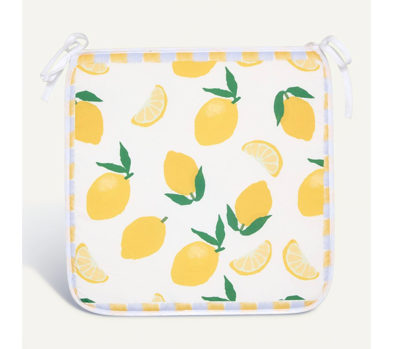 Galette De Chaise Fruity 39x39cm Imprimé Citrons Jaunes