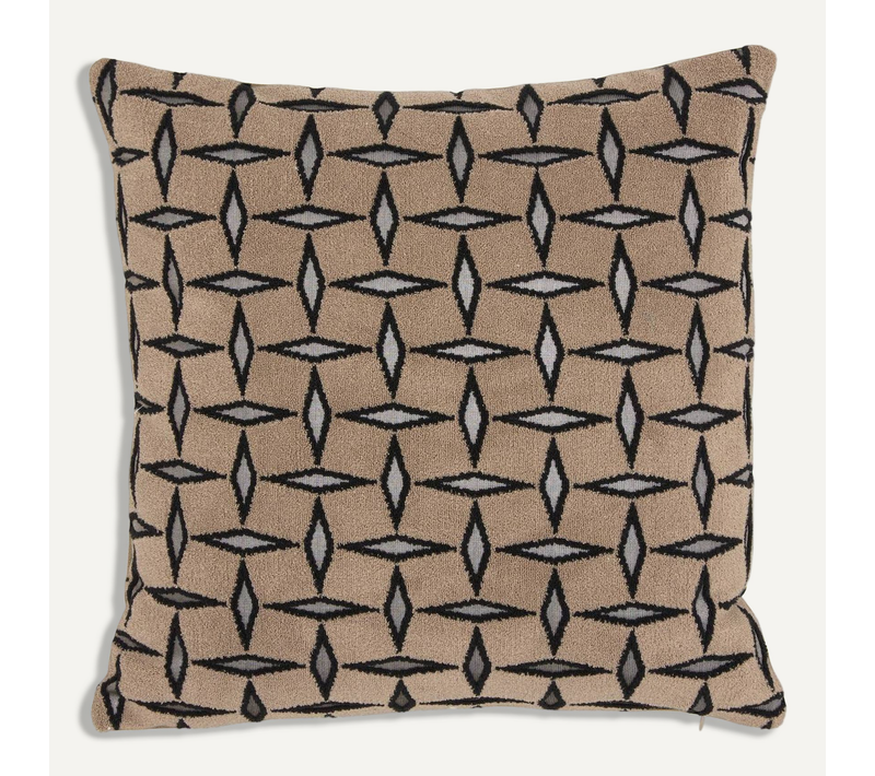 Coussin Diamant 40x40cm Jacquard Graphique Marron
