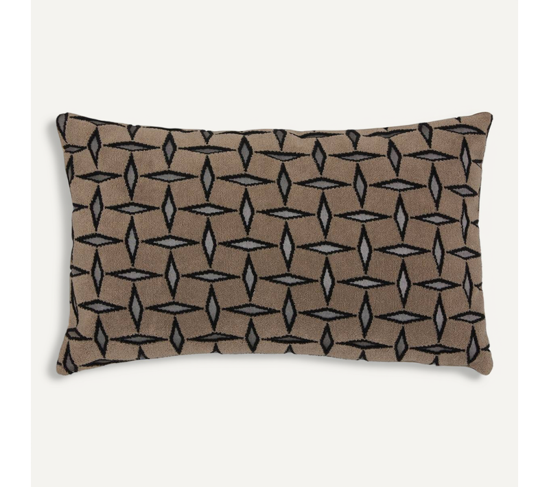 Coussin Diamant 50x30cm Jacquard Graphique Marron