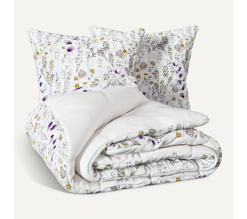 Parure De Lit Imprimée Floral 240x220cm Blanc