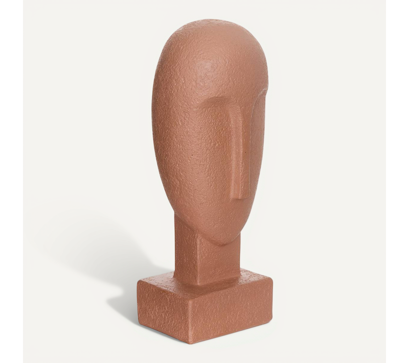 Objet Déco Visage Sien 9x8x24,5cm Terracotta