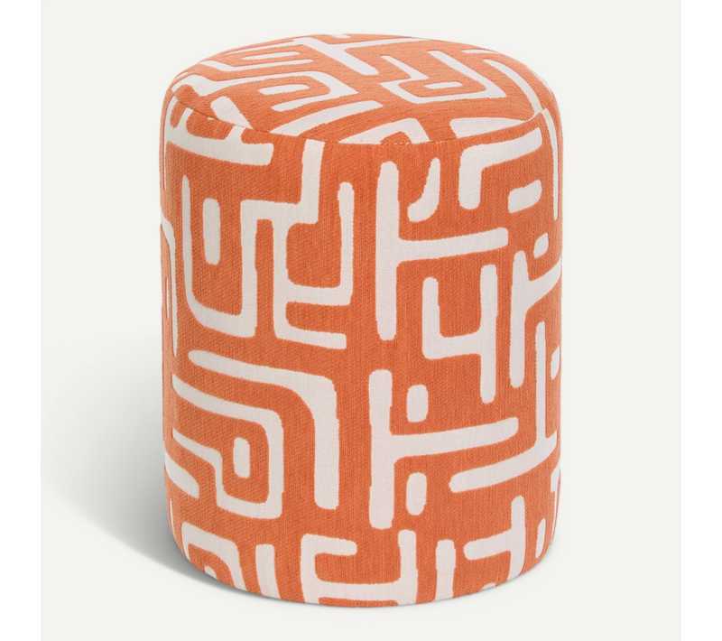 Pouf Rond Delor Orange 30x36 Cm