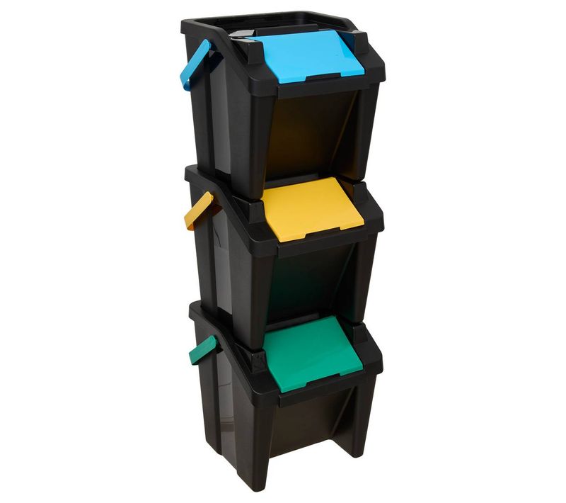 Lot De 3 Poubelles De Tri 30l