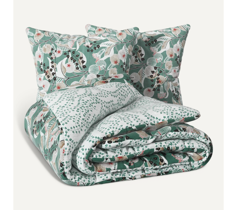 Parure De Lit Imprimée Vegetal Marin 240x220cm En Coton