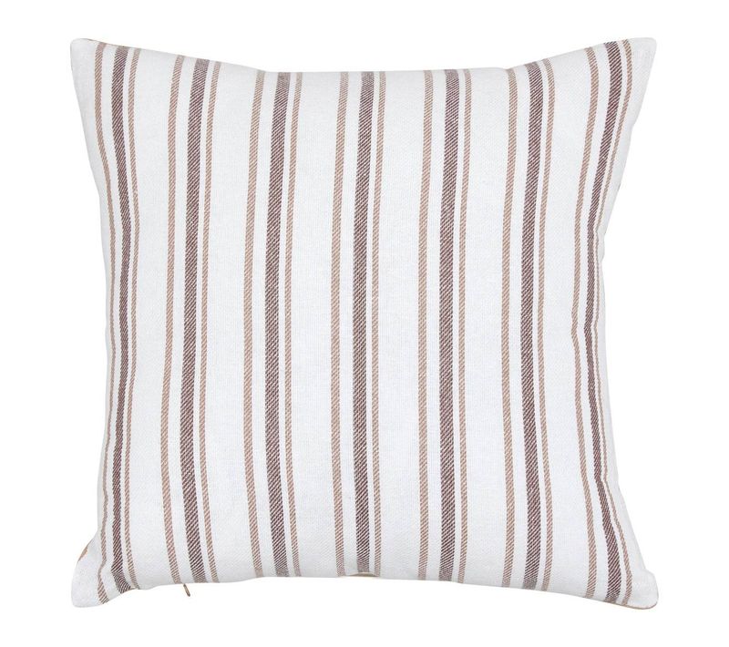 Coussin Groove 40x40cm Rayé Beige Lin