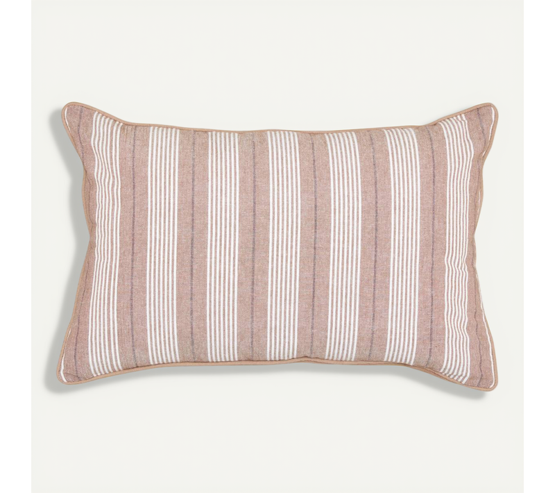 Coussin Groove 58x38cm Rayé Beige Lin