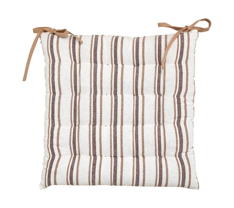 Galette De Chaise Groove 38x38cm Rayée Beige Lin