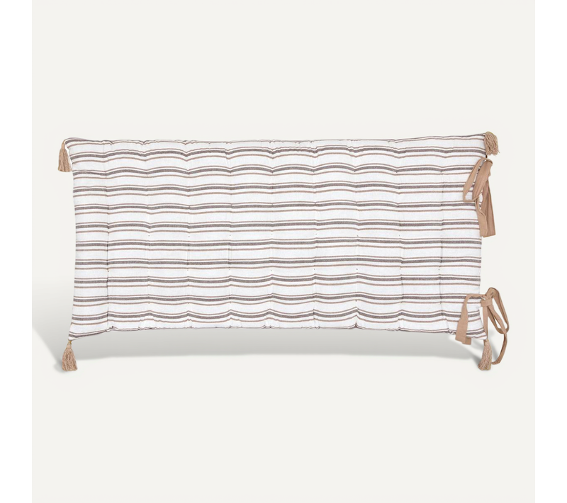 Coussin De Sol Groove 120x60cm Rayé Beige Lin