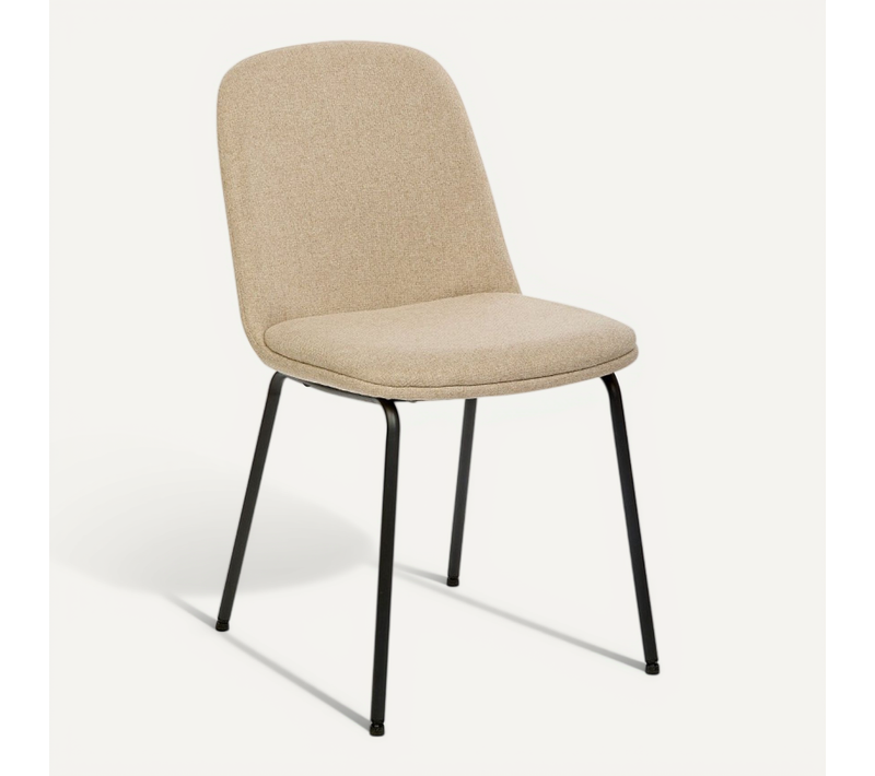 Chaise Neora Tissu Beige Pieds Métal Noir Atmosphera