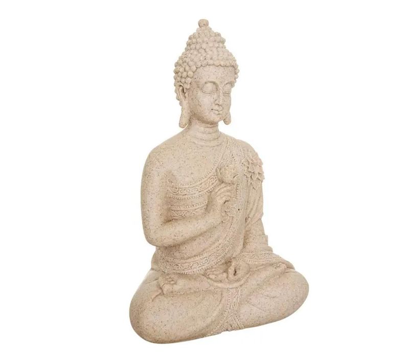 Statue Bouddha Assis Salma 17x10,5x27cm Beige