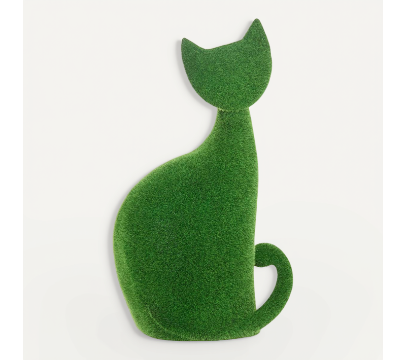Statuette Chat Grass H43,8cm Gazon Synthétique Vert