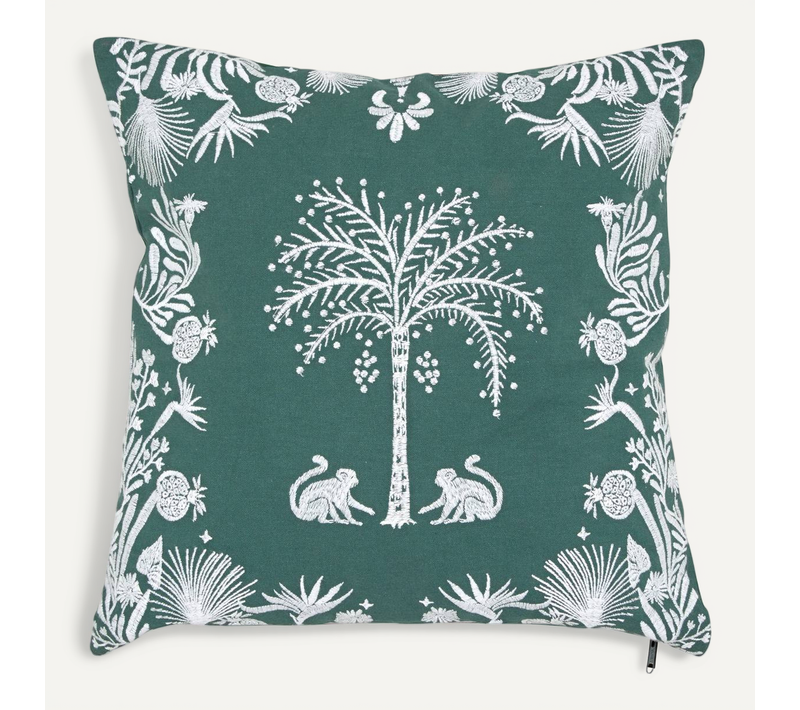 Coussin Brodé The Palm Resort 45x45cm Vert