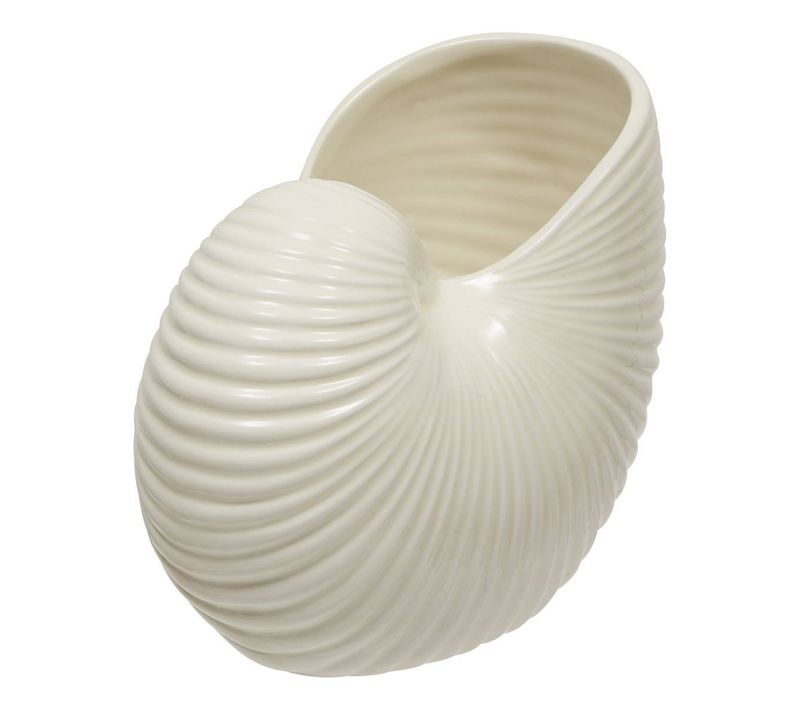 Vase Ocea Coquillage En Dolomite 22x14x18,5 Cm Blanc