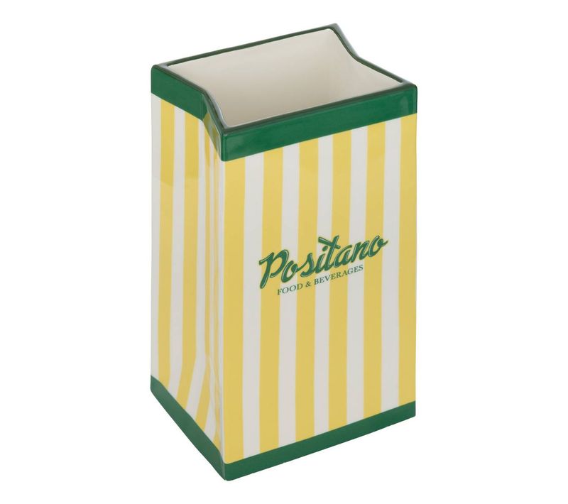 Vase Della Positano En Dolomite 12x10,3x22,4 Cm Jaune Et Vert