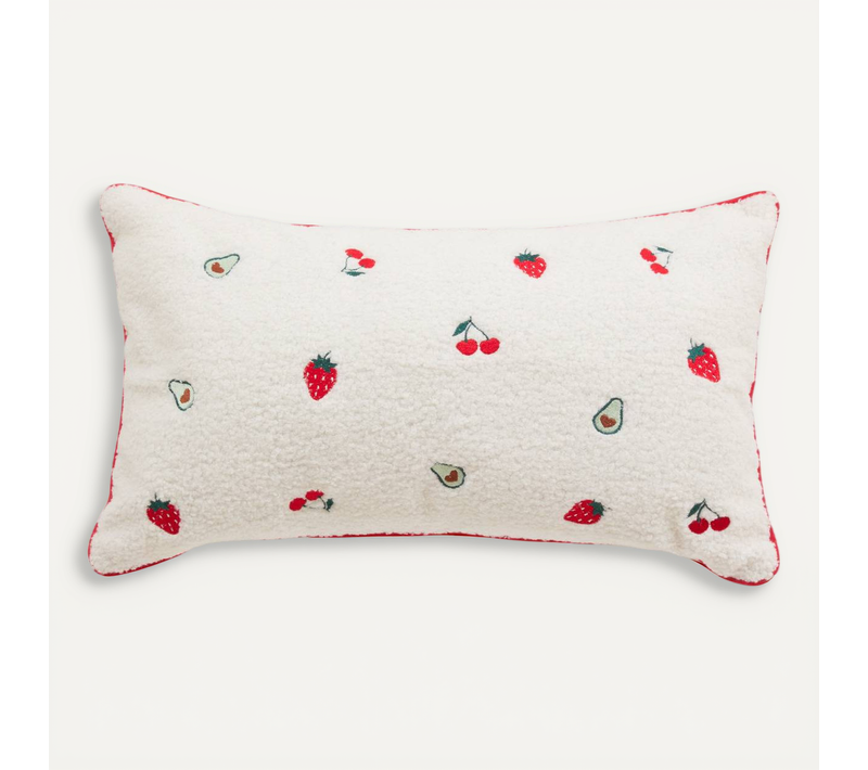 Coussin Fraci Fruits 50x30cm Blanc Et Rouge