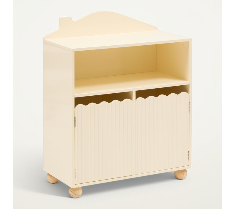 Bibliothèque Enfant 2 Portes Et 1 Niche Bouli - Beige