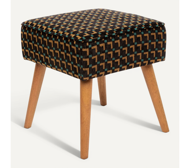 Tabouret D'appoint En Tissu Jacquard Chiara - Noir