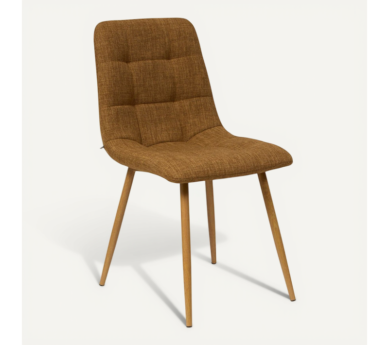 Chaise Tissu Sirac Cannelle Pieds Métal Effet Bois Atmosphera