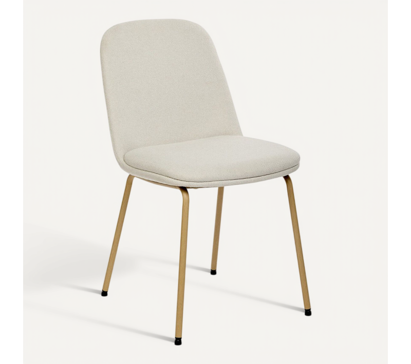 Chaise Neora Tissu Ivoire Pieds Métal Effet Bois Atmosphera