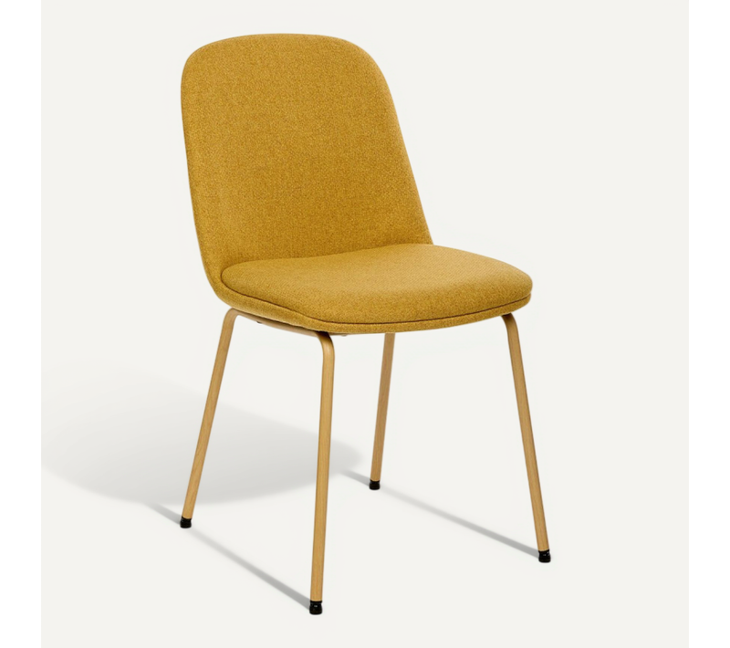 Chaise Neora Tissu Ocre Pieds Métal Effet Bois Atmosphera