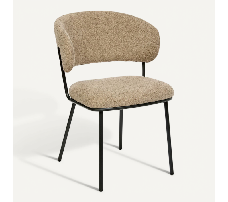 Chaise Alba Chenille Taupe Pieds Métal Noir