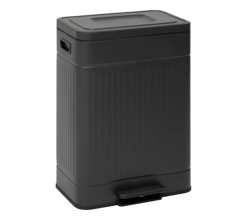 Poubelle Nova Avec Pedale 2x30l Noir 45,5x36,5x67 Cm