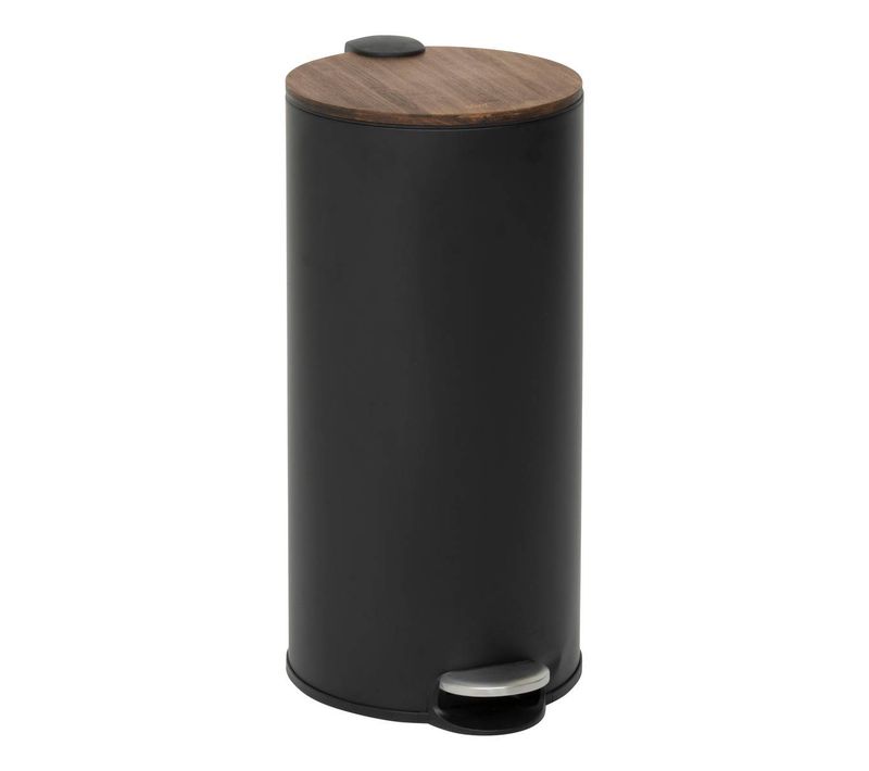Poubelle Modern Color Avec Pedale 30l Noir Et Acacia 29,2x37,7x59,5 Cm