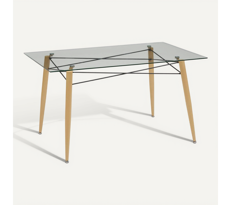 Table À Manger En Verre Trempé 6 Places Jindo 140x80x77cm