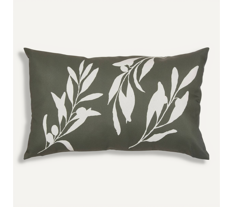 Housse De Coussin D'extérieur Tileo 50x30cm Motif Feuilles Vert Foncé