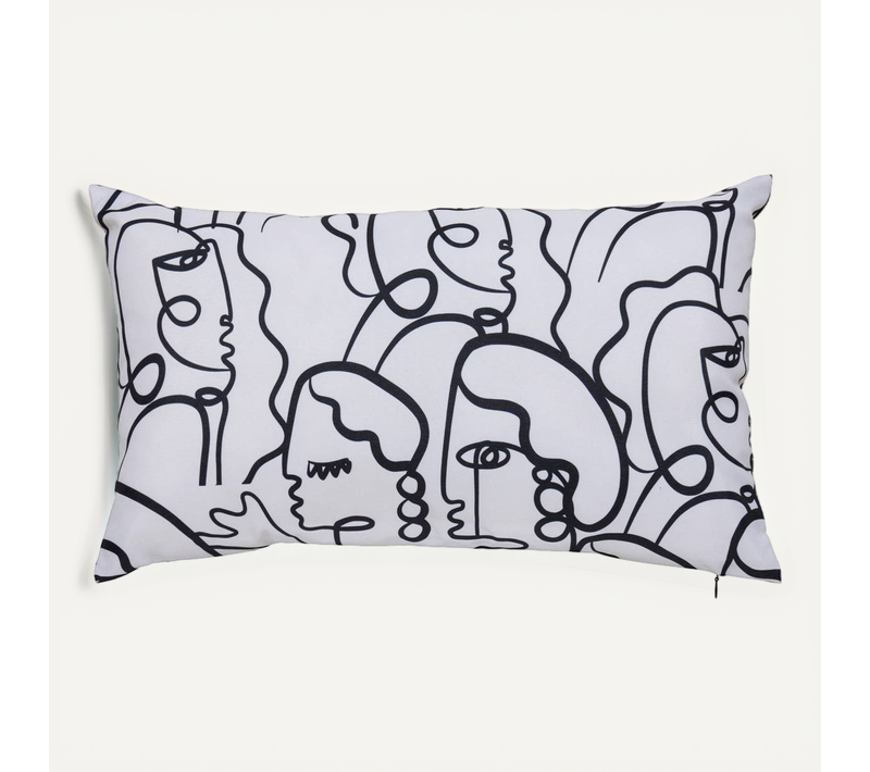Housse De Coussin D'extérieur Nolan 50x30cm Motif Fantaisie Noir Et Blanc