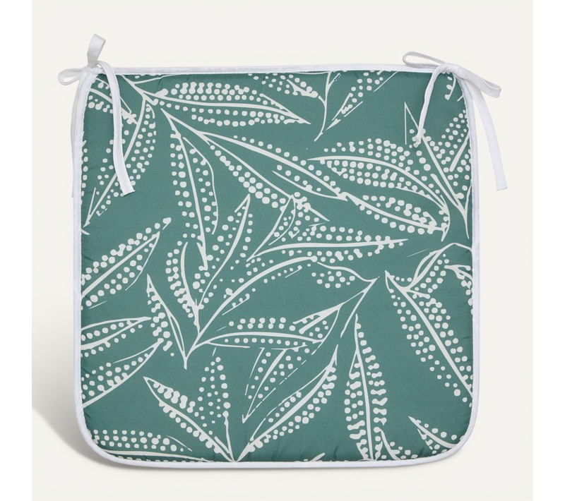 Galette De Chaise Tropical 39x39cm Imprimée Vert Foncé