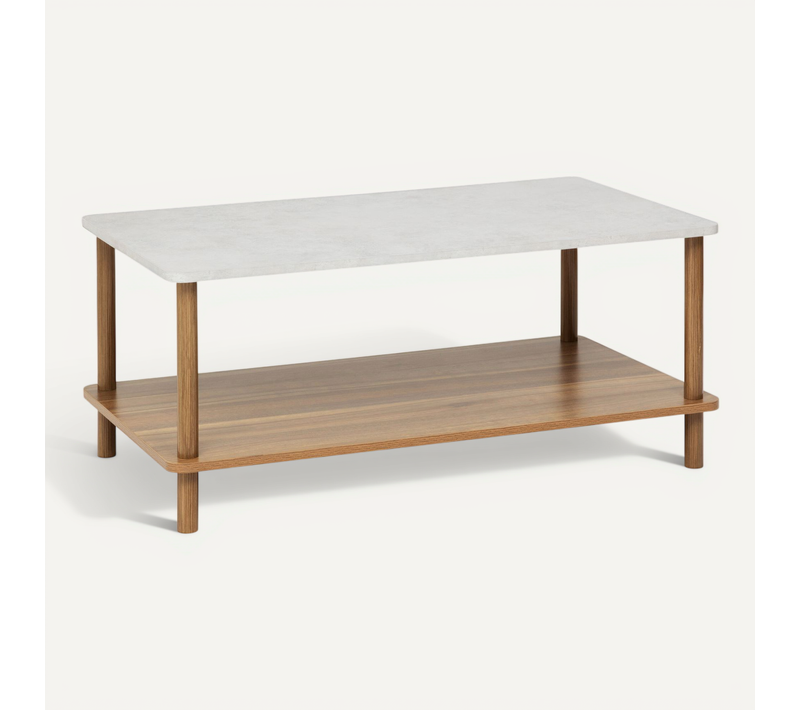 Table Basse Côme 2 Niveaux 90 Cm Effet Travertin 5five