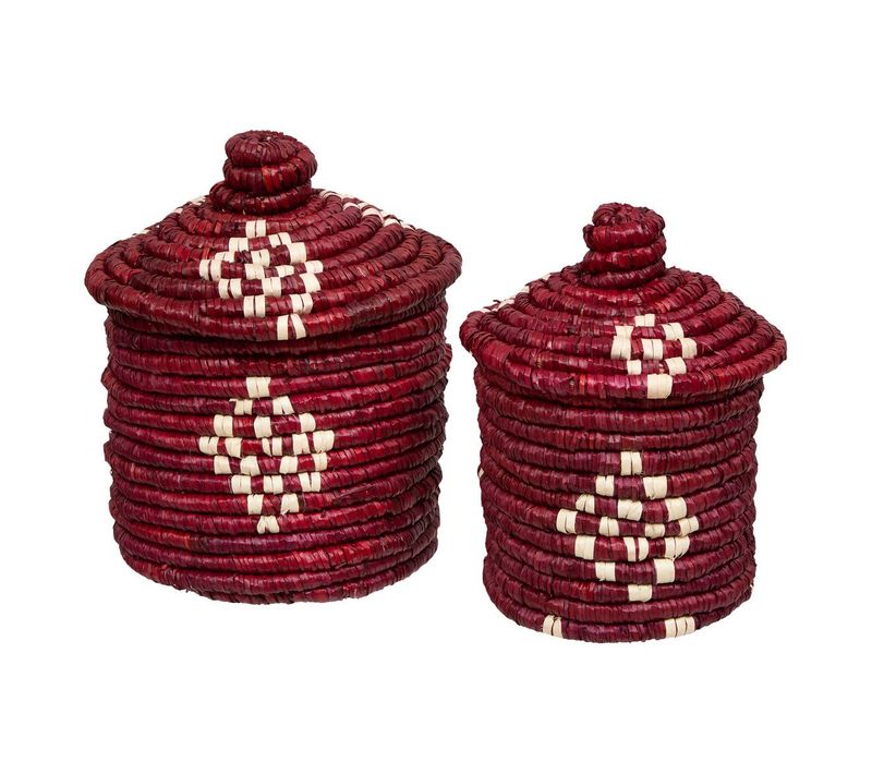 Lot De 2 Paniers De Rangement Sien Terracotta En Paille