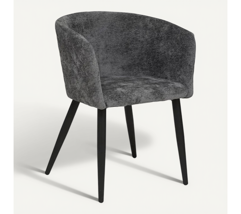 Fauteuil Repas Tissu Chenille Gris Marlo Atmosphera