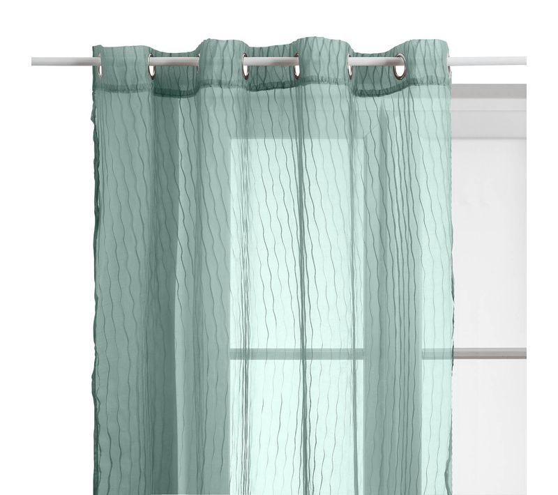Voilage Mila Rayures Texturées140x240cm Vert Céladon