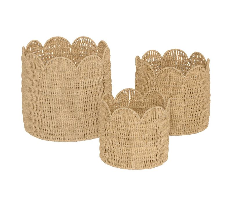 Lot De 3 Paniers Cyrielle Rond Beige