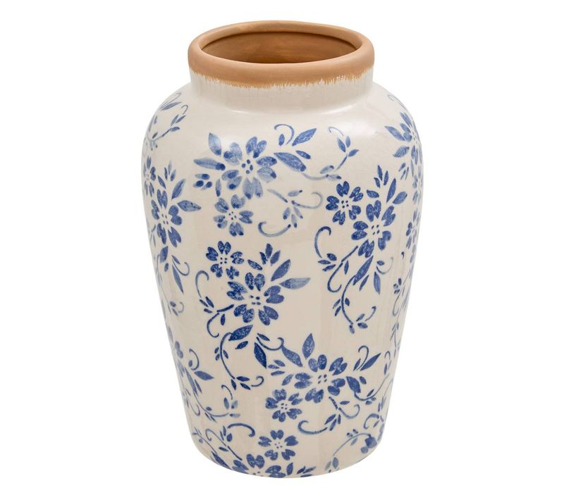 Vase En Céramique Japo H.23,5cm Bleu