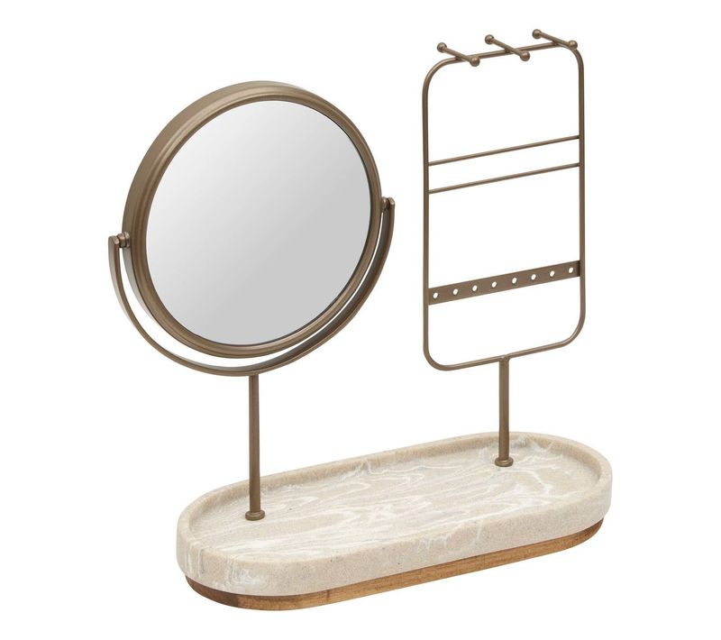Miroir De Beauté Porte-bijoux Come Ovale 25,5x27cm Beige