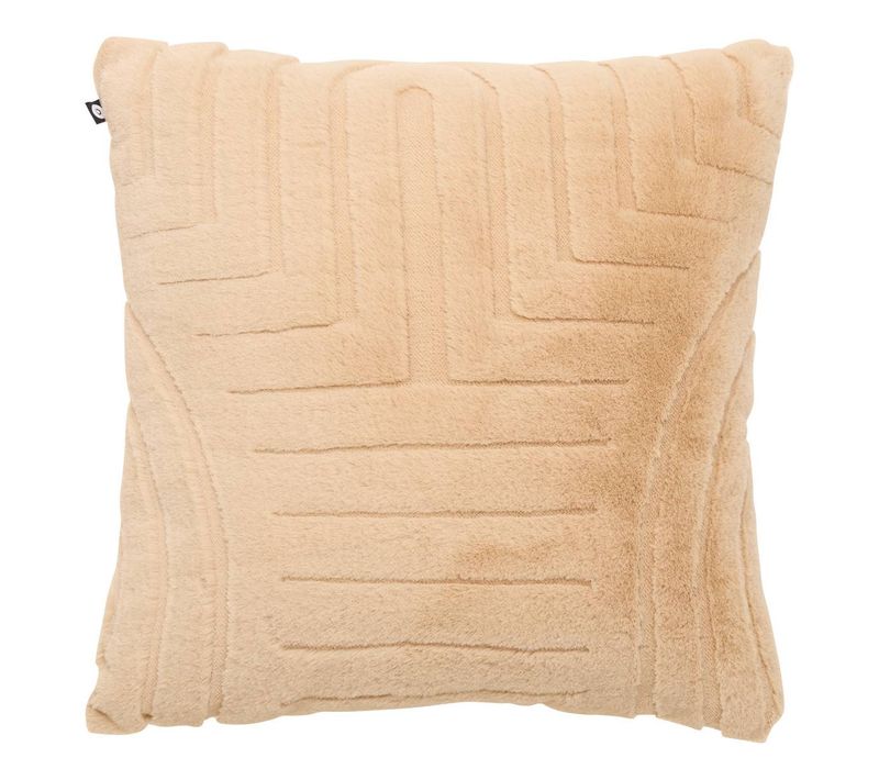 Coussin Arka Carré 45x45cm Effet Fausse Fourrure Beige