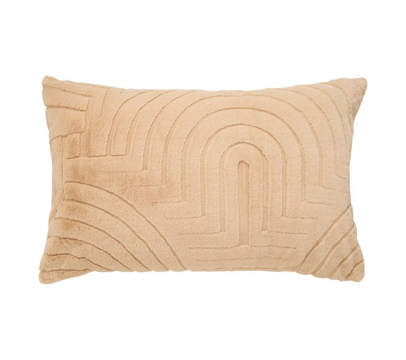 Coussin Arka Rectangulaire 50x80cm Effet Fausse Fourrure Beige
